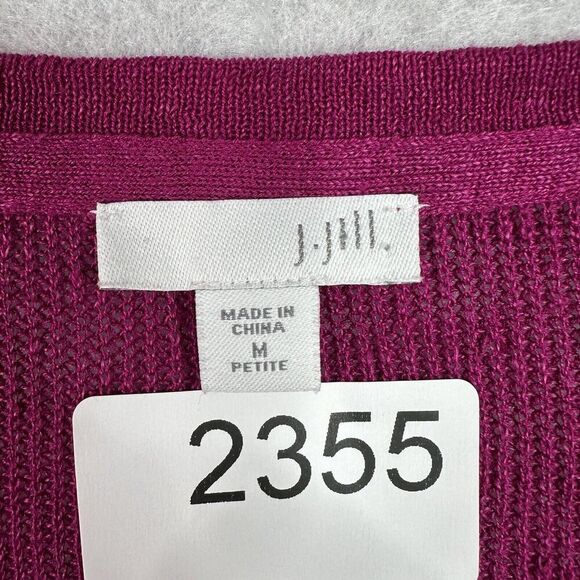 J.Jill Sweater Women MP Pink Linen Blend V-Neck 1/2 Sleeve Pocket Lightweight - Picture 5 of 11